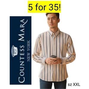Grey Striped Professional Preppy Business Casual Long Sleeve Collared Shirt SALE